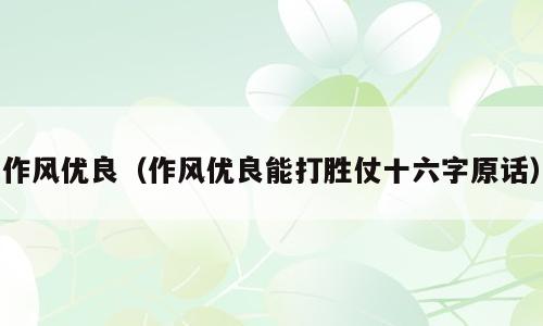 作风优良（作风优良能打胜仗十六字原话）