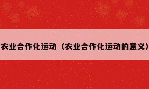 农业合作化运动（农业合作化运动的意义）