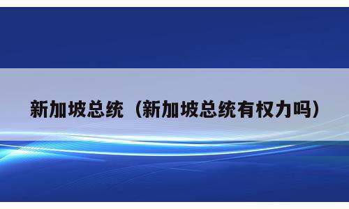 新加坡总统（新加坡总统有权力吗）