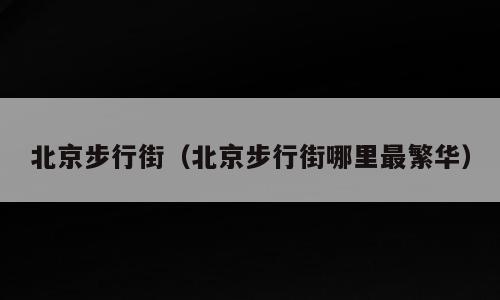 北京步行街（北京步行街哪里最繁华）