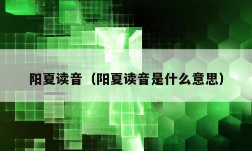 阳夏读音（阳夏读音是什么意思）