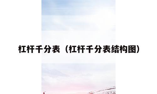 杠杆千分表（杠杆千分表结构图）