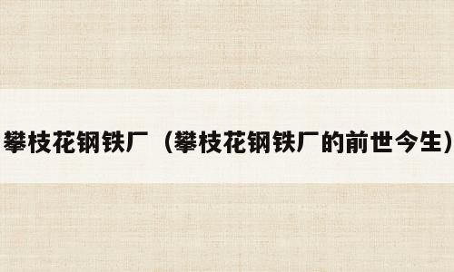 攀枝花钢铁厂（攀枝花钢铁厂的前世今生）