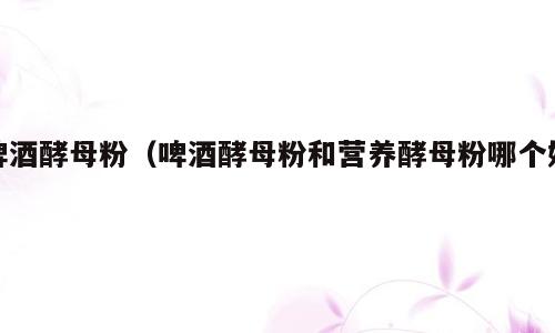 啤酒酵母粉（啤酒酵母粉和营养酵母粉哪个好）