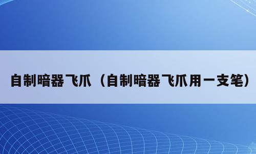 自制暗器飞爪（自制暗器飞爪用一支笔）