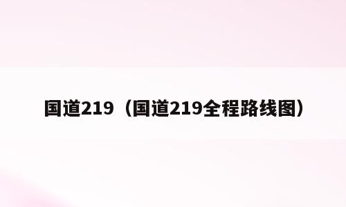 国道219（国道219全程路线图）
