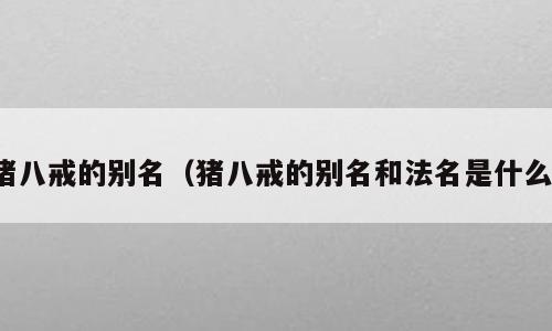 猪八戒的别名（猪八戒的别名和法名是什么）
