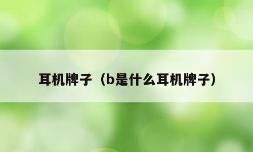 耳机牌子（b是什么耳机牌子）