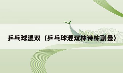 乒乓球混双（乒乓球混双林诗栋蒯曼）
