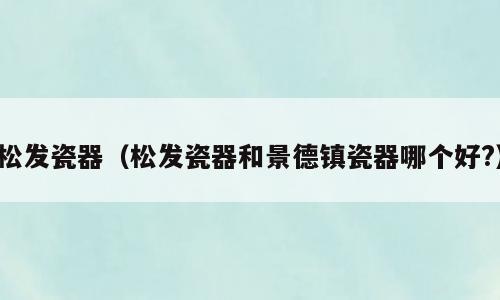 松发瓷器（松发瓷器和景德镇瓷器哪个好?）