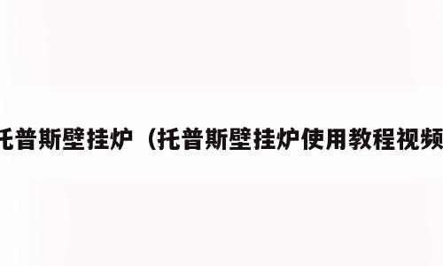 托普斯壁挂炉（托普斯壁挂炉使用教程视频）